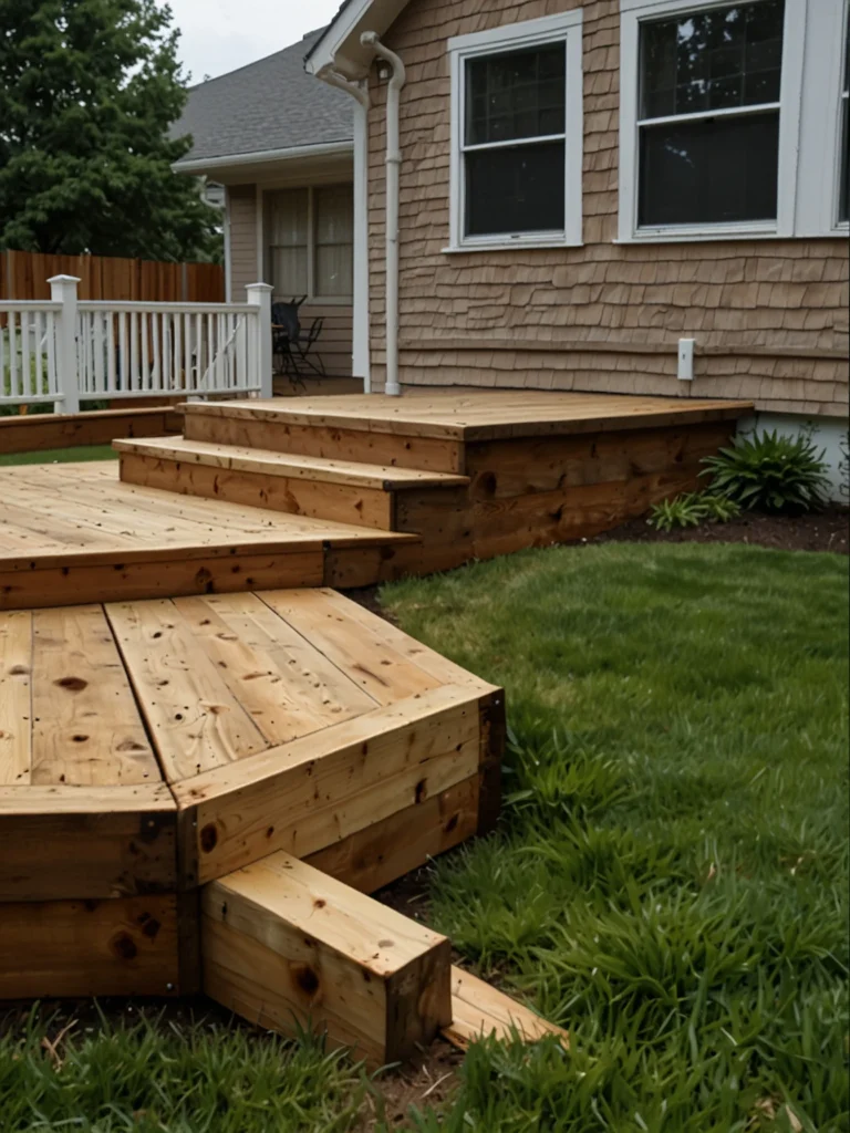 deck skirting hidden with shrubs and garden plants