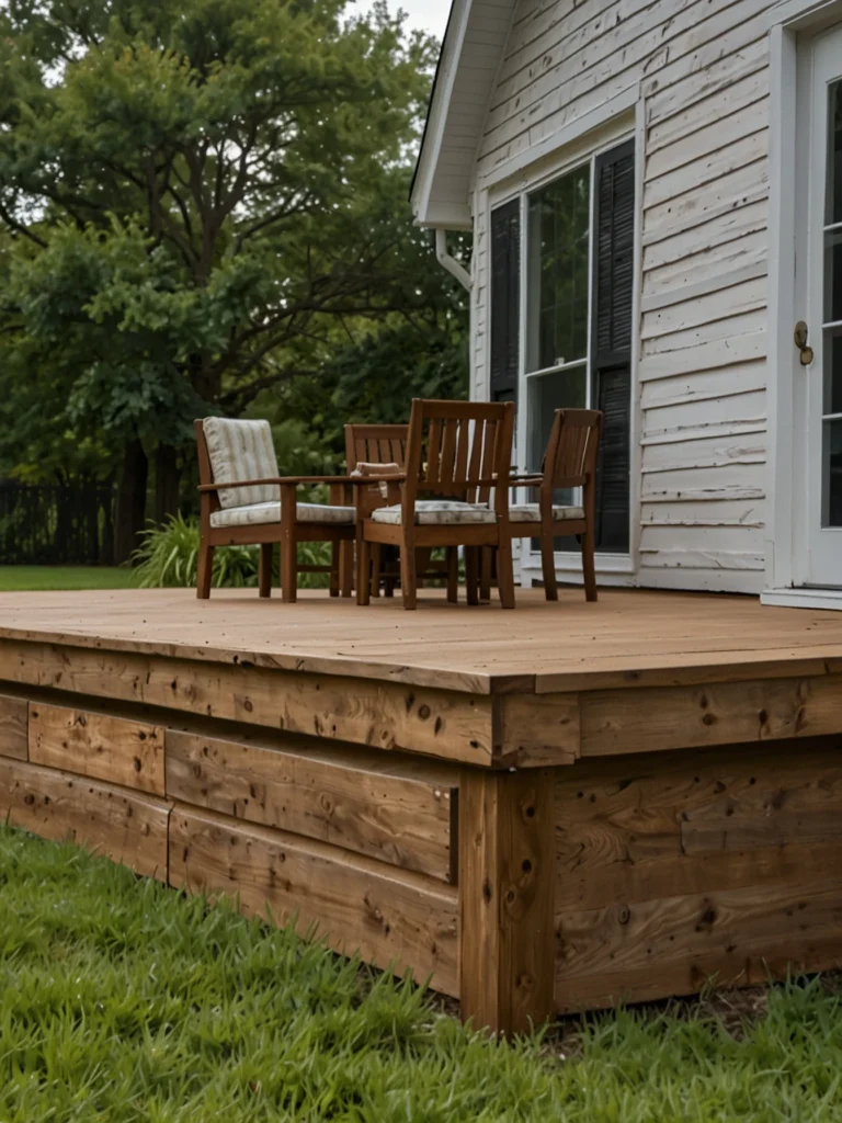 painted deck skirting matching home exterior colors