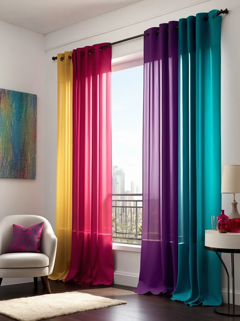 emerald jewel tone curtains around sliding glass doors