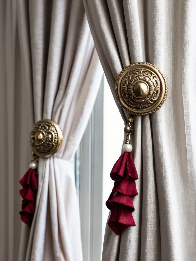 magnetic curtain tie backs holding modern window curtains