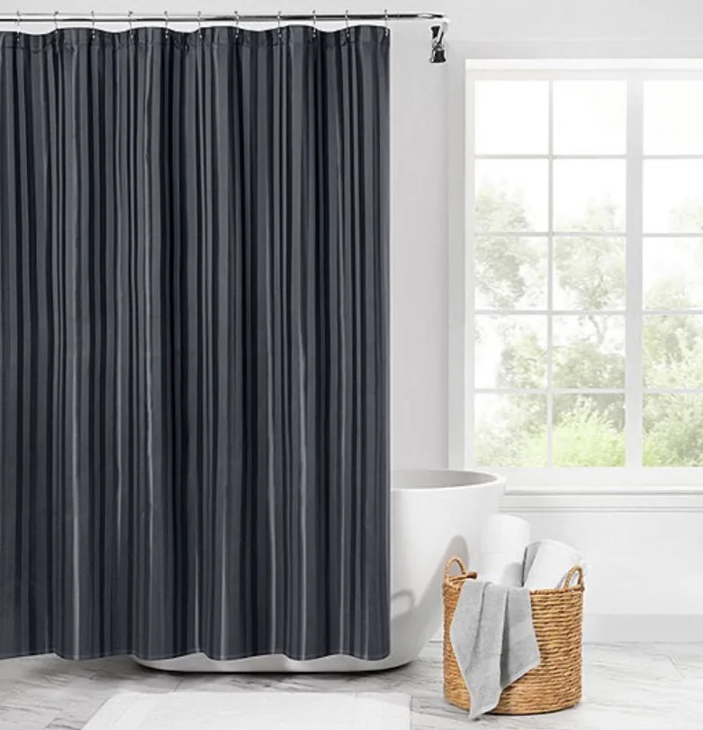 modern gray shower curtain in contemporary bathroom