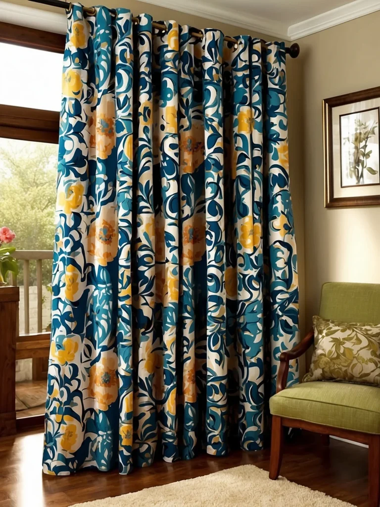 patterned patio door curtains creating stylish focal point
