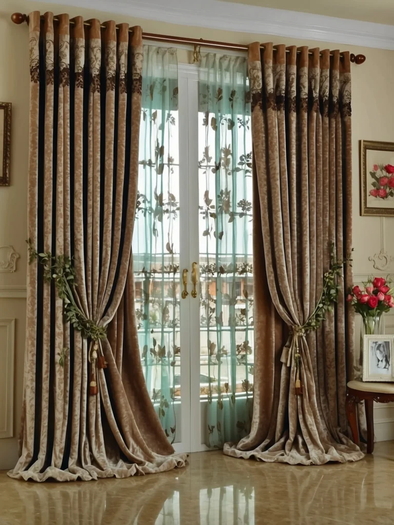 luxury velvet patio door curtains in elegant living room