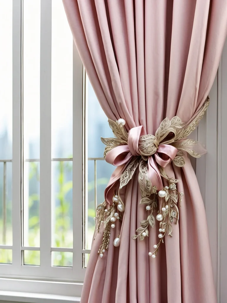 velvet ribbon curtain tie backs with elegant curtains