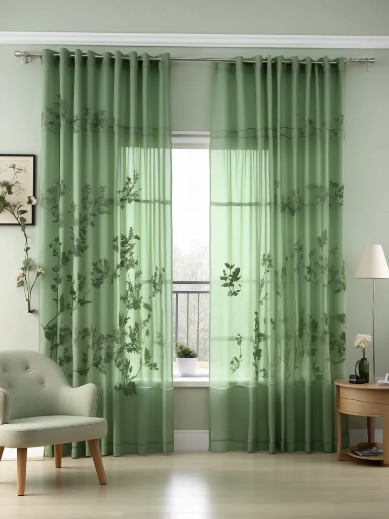 sage green sliding glass door curtains with natural decor