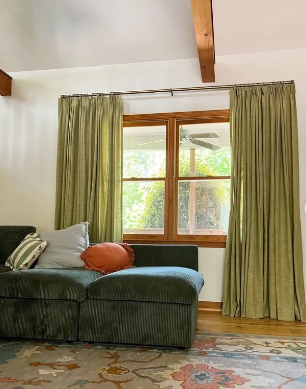 natural linen sitting room curtains creating a cozy living space