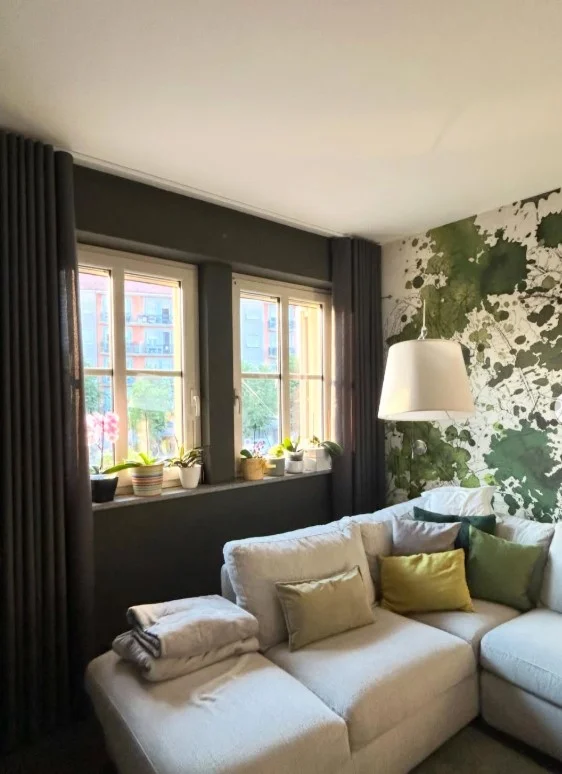 dark gray sitting room curtains with modern luxury interior design