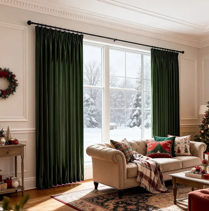 green velvet sitting room curtains with luxury home decor