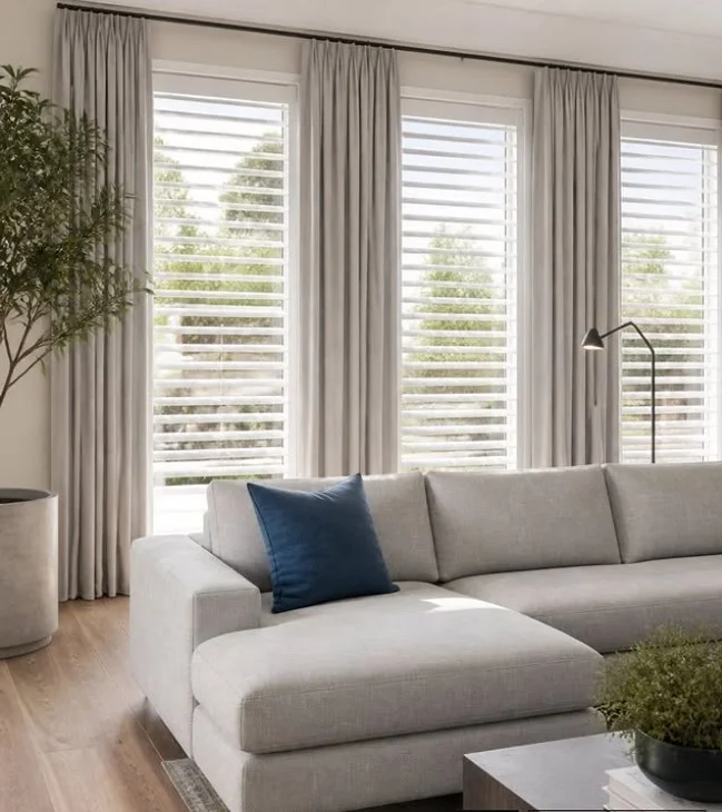 light gray sitting room curtains in contemporary living room