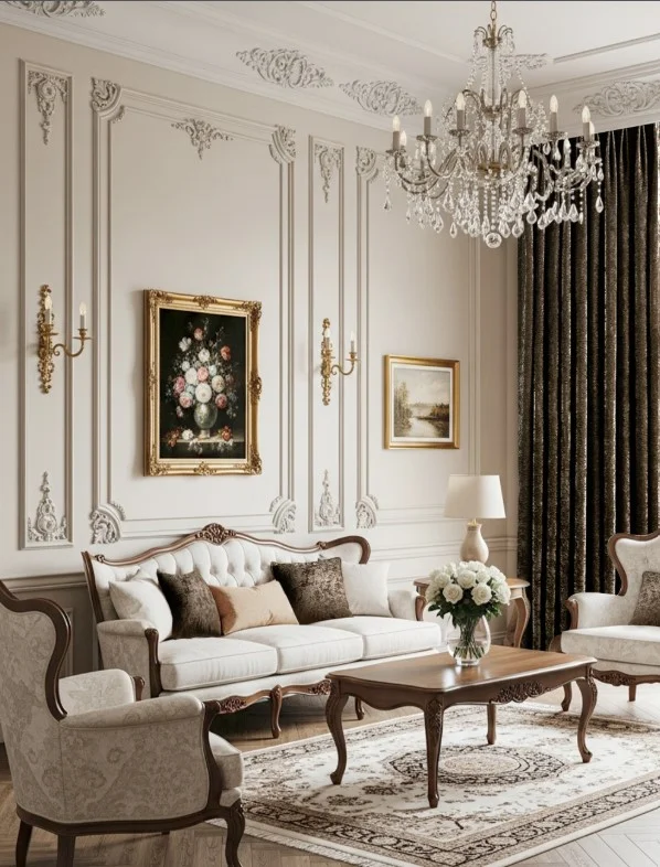 textured neutral curtains adding depth to sitting room
