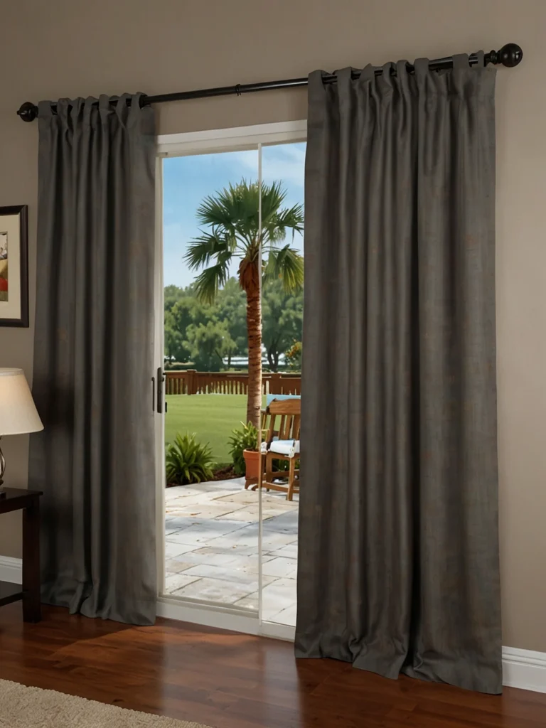 custom sliding door drapes with elegant floor length design