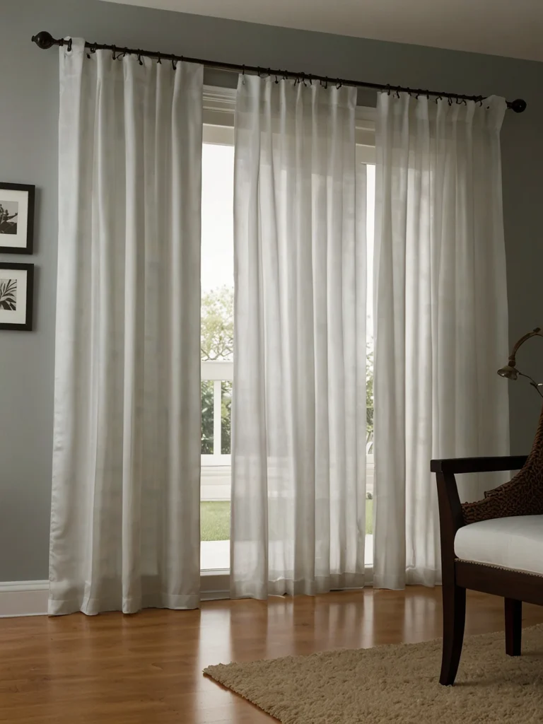 light airy white drapes framing sliding glass patio doors