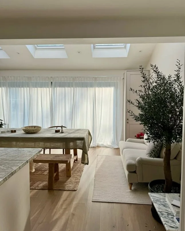 minimalist white sliding door curtains in modern interior design