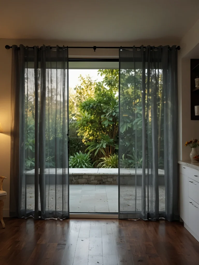 modern sliding panel track curtains for large glass doors
