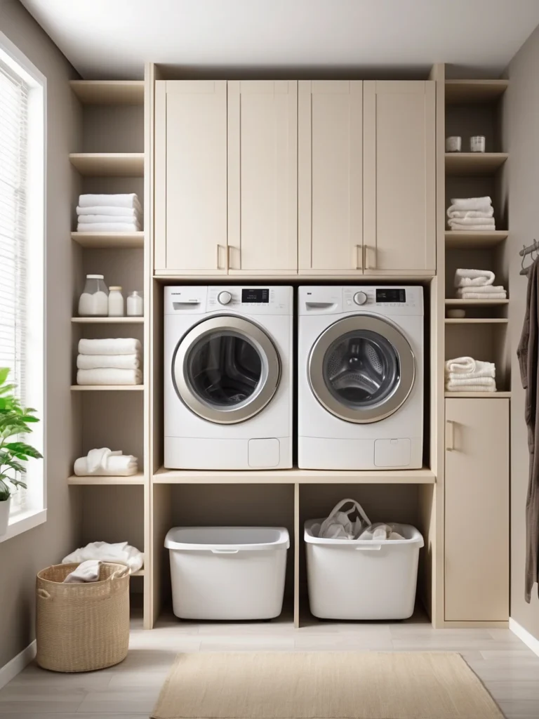 narrow vertical laundry room cabinet for small space storage
