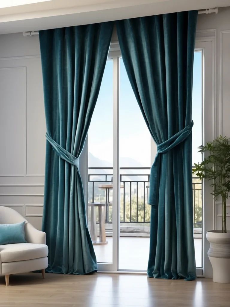 luxury velvet sliding glass door curtains in elegant home