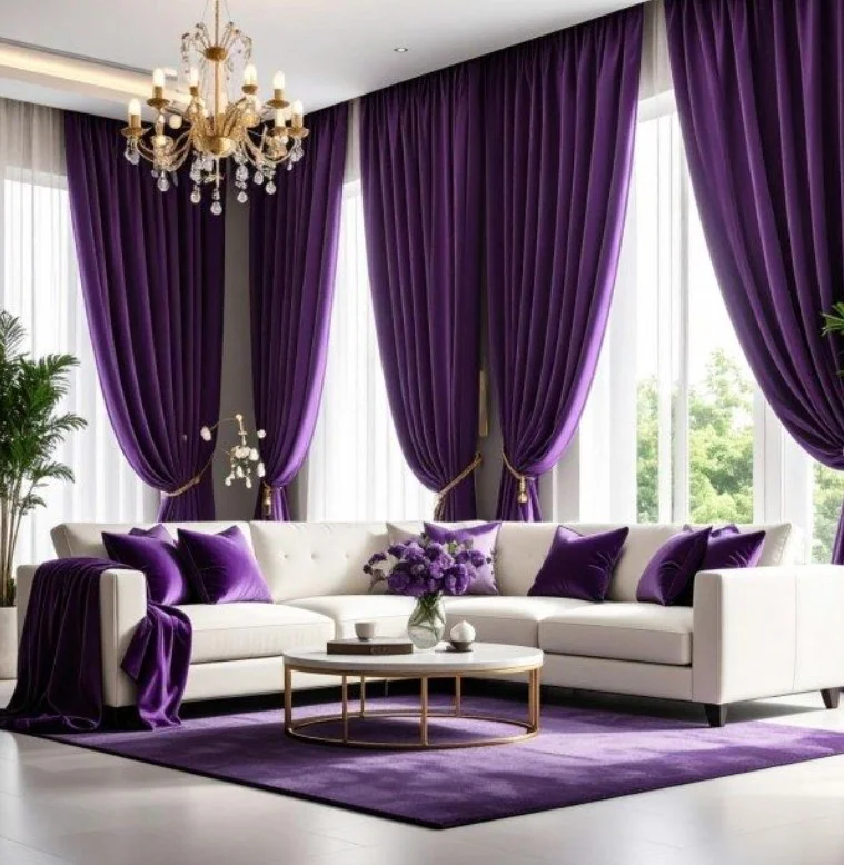 luxury velvet living room curtains with elegant decor